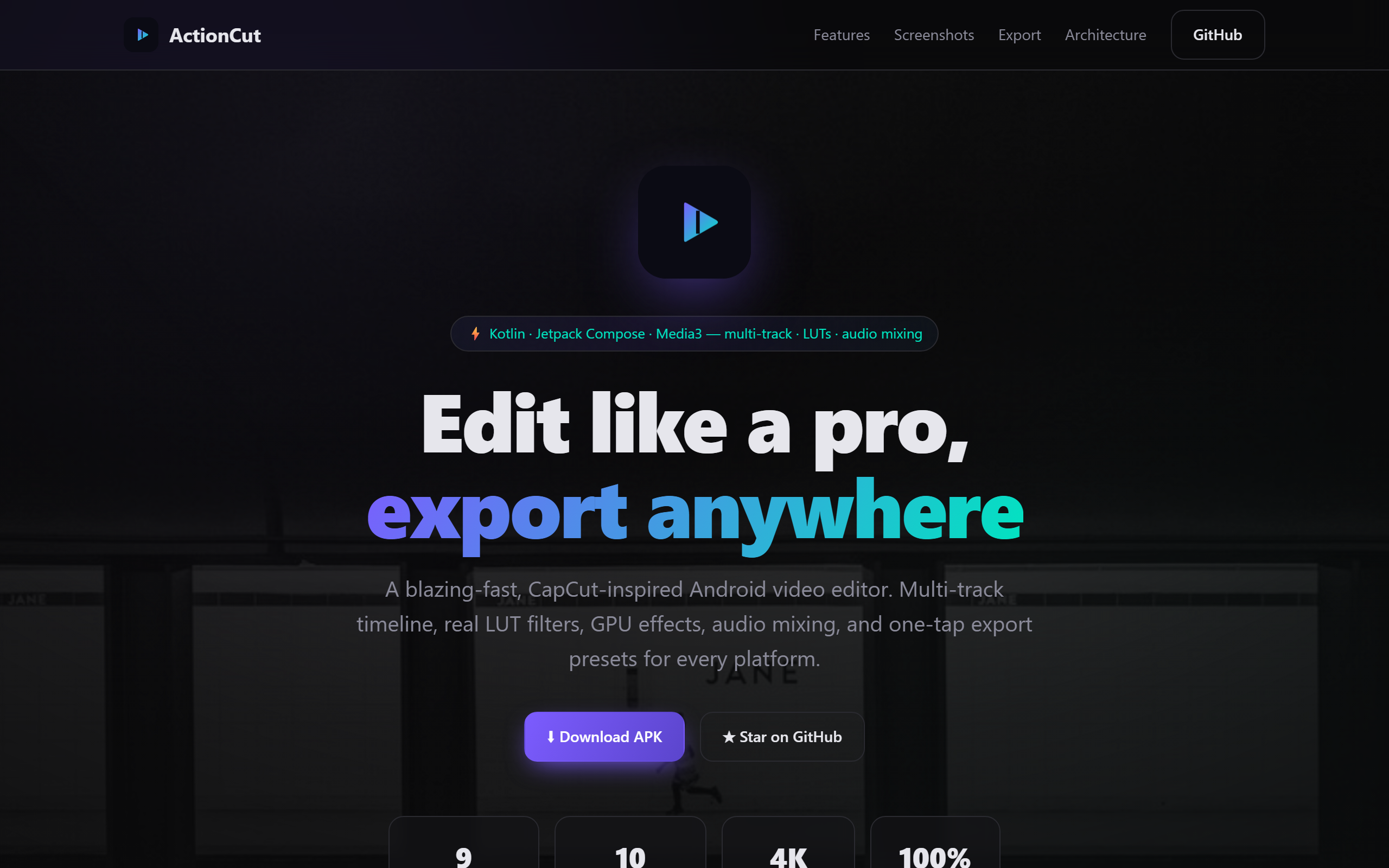 ActionCut landing page