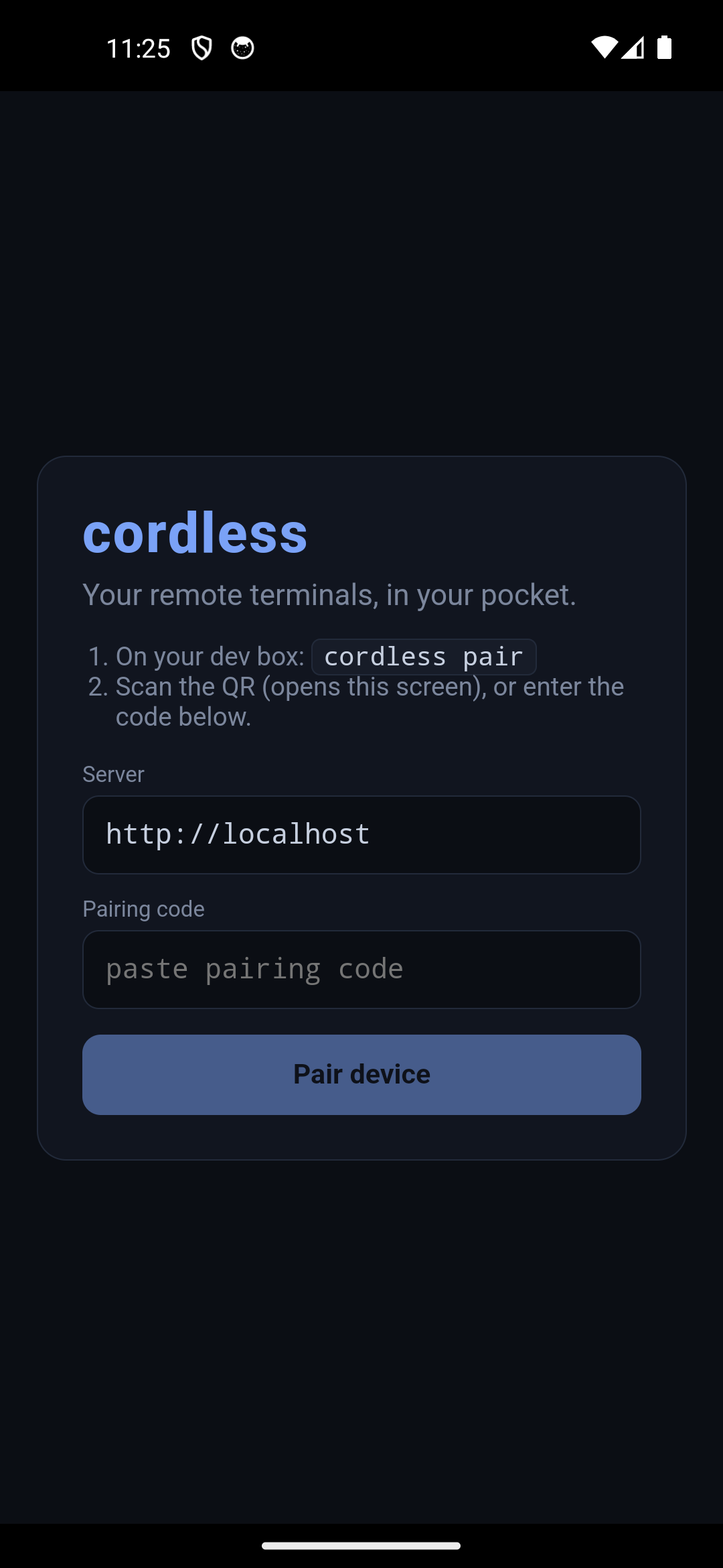 pairing screen