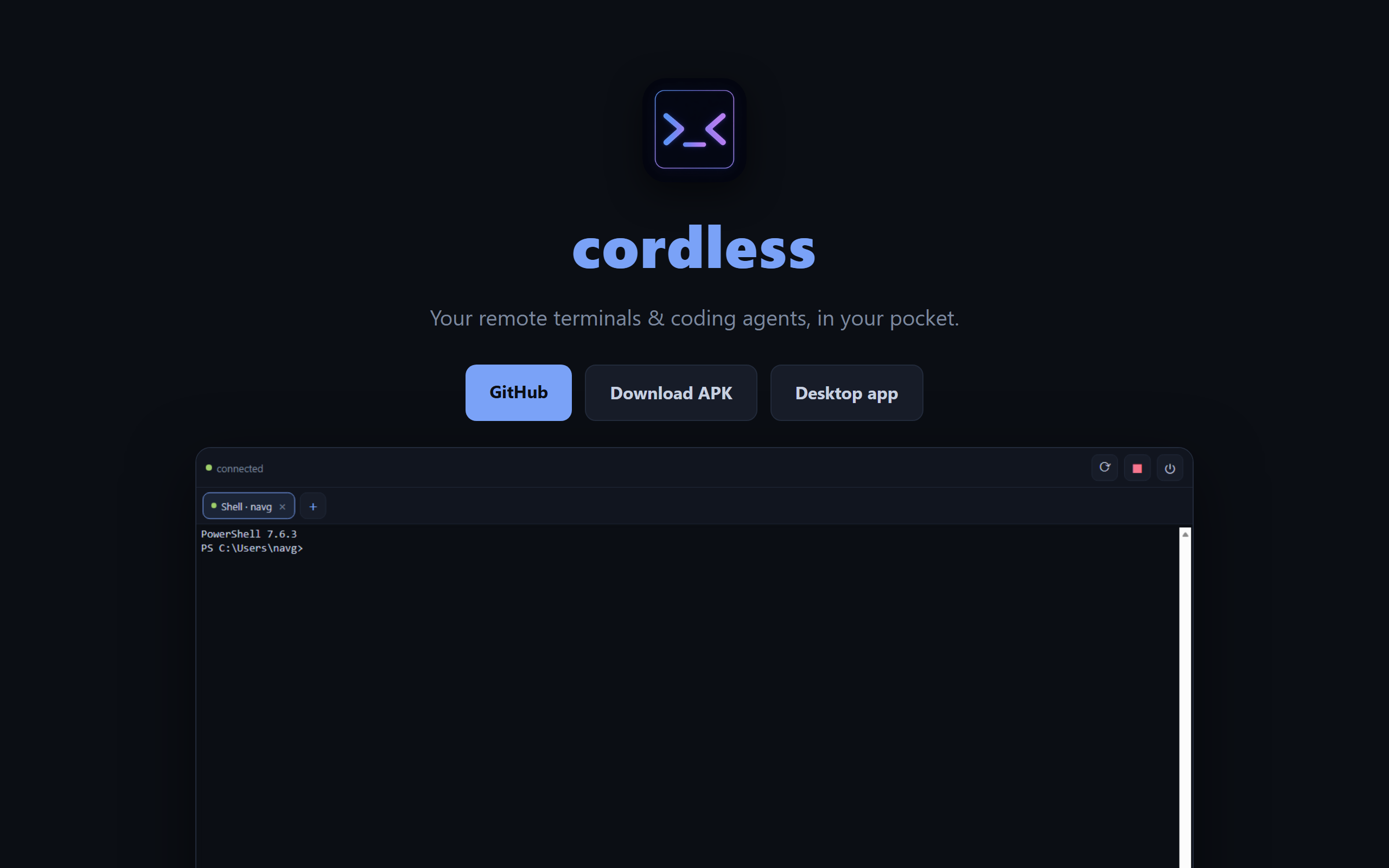 cordless — now with a desktop app and a >_< logo