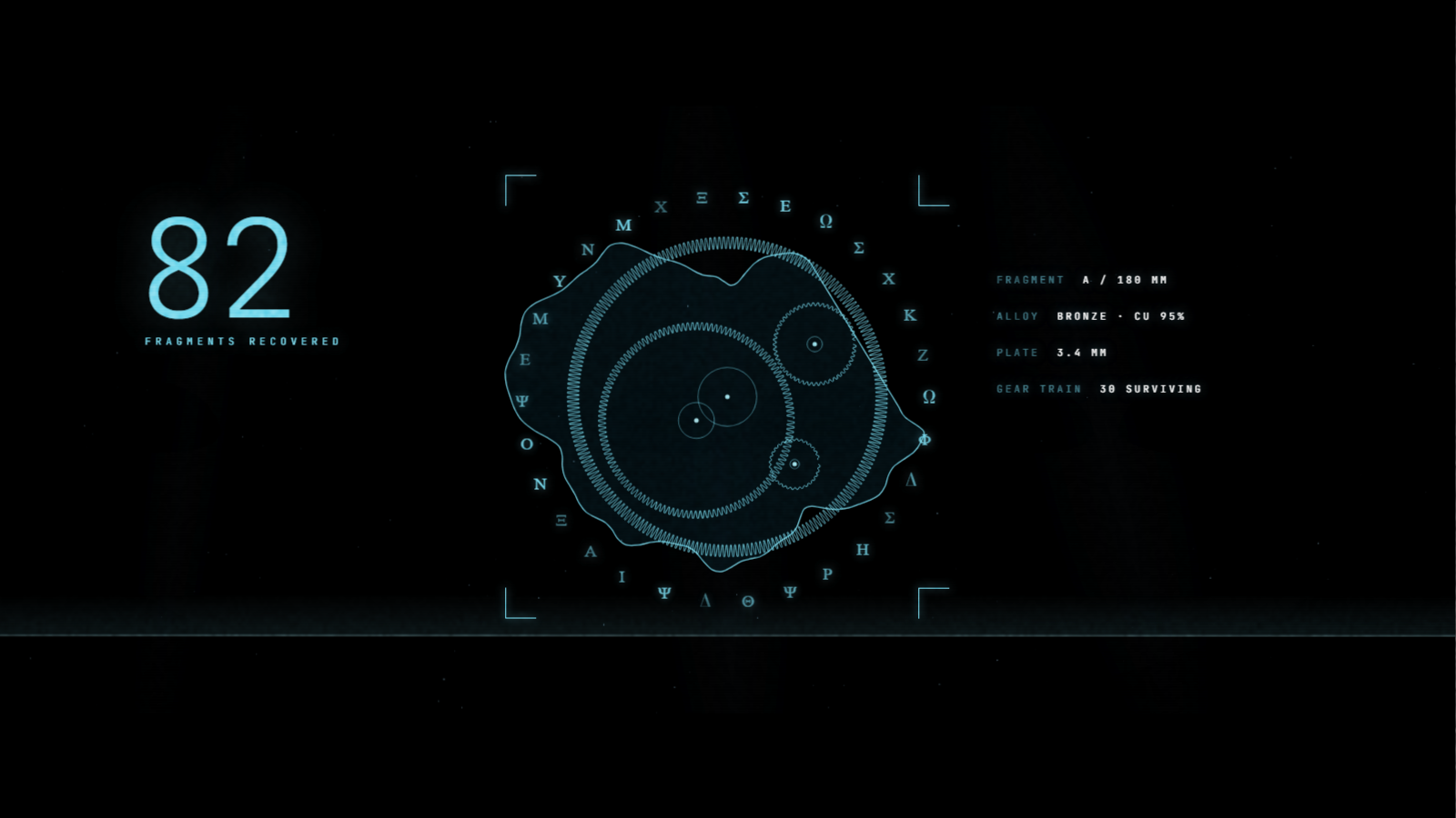 The X-ray scan revealing the gear line-art inside the fragment