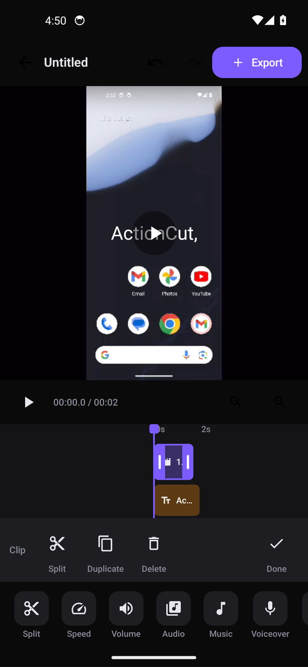 ActionCut editor