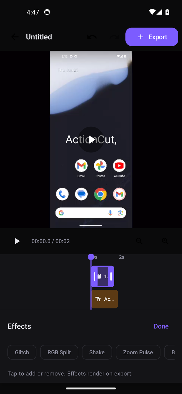 ActionCut effects