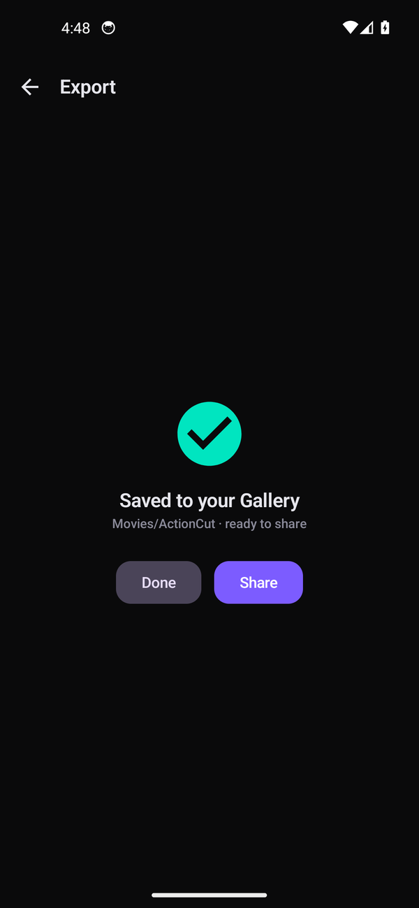 ActionCut saved to gallery