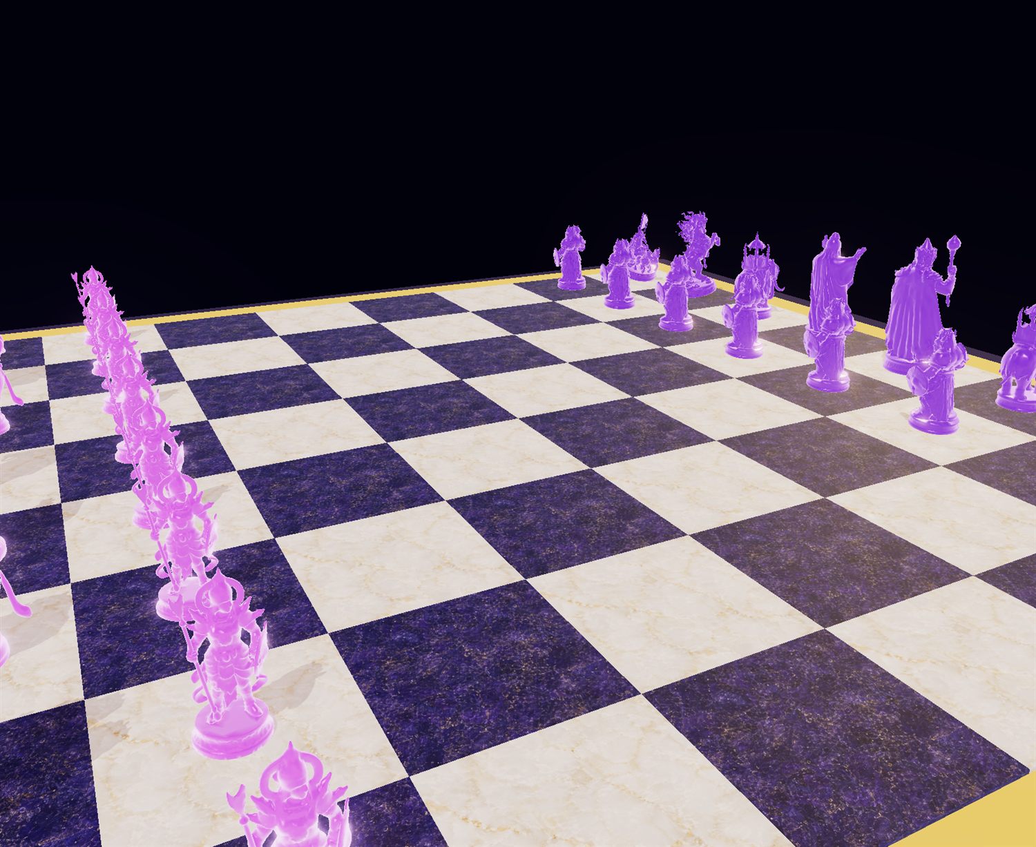 Glowing amethyst and gold armies with bloom